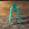 Tolix Bar Stool with Backrest and Wood Seat - 65 cm - Wazo Furniture
