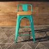 Tolix Bar Stool with Backrest and Wood Seat - 65 cm - Wazo Furniture
