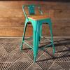 Tolix Bar Stool with Backrest and Wood Seat - 65 cm - Wazo Furniture