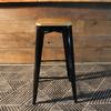 Tolix Style Bar Stool with Wooden seat – Black Metal- 76cm - Wazo Furniture
