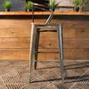 Tolix Bar Stool with Armrest and Wood Seat - 75 cm - Wazo Furniture