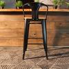 Tolix Bar Stool with Armrest and Wood Seat - 75 cm - Wazo Furniture