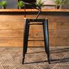 Tolix Bar Stool with Armrest and Wood Seat - 75 cm - Wazo Furniture