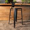 Tolix Bar Stool with Armrest and Wood Seat - 75 cm - Wazo Furniture