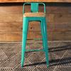 Tolix Bar Stool with Backrest and Wood Seat - 75 cm - Wazo Furniture