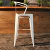 Tolix Bar Stool with Armrest and Wood Seat - 75 cm - Wazo Furniture