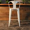 Tolix Bar Stool with Armrest and Wood Seat - 75 cm - Wazo Furniture