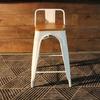 Tolix Bar Stool with Backrest and Wood Seat - 65 cm - Wazo Furniture