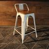 Tolix Bar Stool with Backrest and Wood Seat - 65 cm - Wazo Furniture