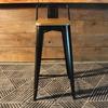 Tolix Bar Stool with Backrest and Wood Seat - 75 cm - Wazo Furniture