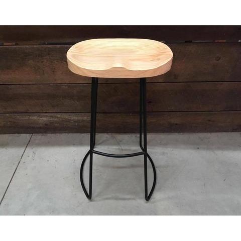 Rustic Tractor Oak Wooden Bar Stool