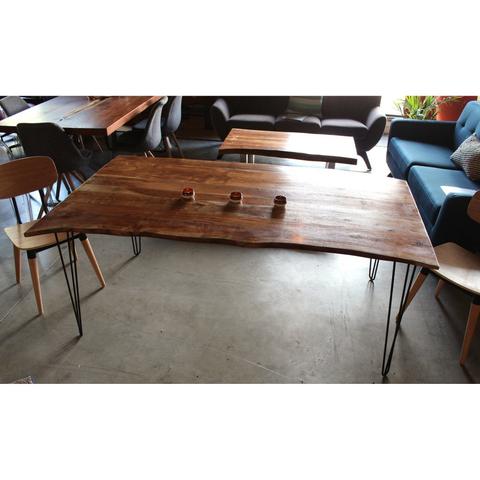 Acacia Live Edge Natural Wood Table - Triple Hairpin Legs