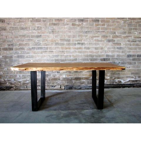 Acacia Natural Wood Live Edge Table with Black U-Shaped Legs