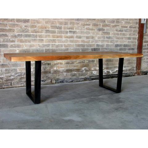 Straight Cut Acacia Wood Table with Black U-Shaped Legs