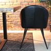 MILAN - Eames Style Black Vintage Leather Arm Chair with Black Metal Legs - Wazo Furniture