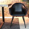 MILAN - Eames Style Black Vintage Leather Arm Chair with Black Metal Legs - Wazo Furniture