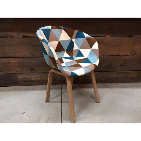 Scandinavian Bucket Chair with Triangle Patchwork Fabric