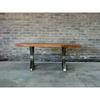 Straight Cut Acacia Wood Table with Chrome X-Shaped Legs/Natural Colour - Wazo Furniture